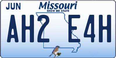 MO license plate AH2E4H