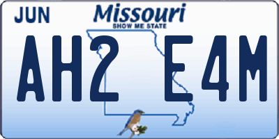 MO license plate AH2E4M