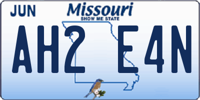 MO license plate AH2E4N