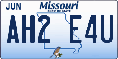 MO license plate AH2E4U