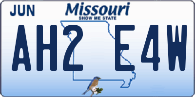 MO license plate AH2E4W