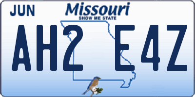 MO license plate AH2E4Z