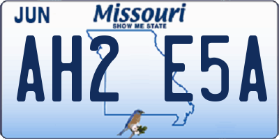 MO license plate AH2E5A