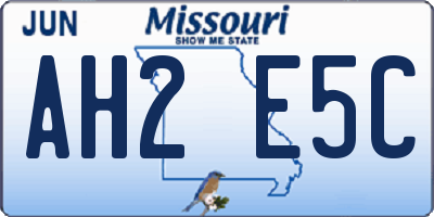 MO license plate AH2E5C