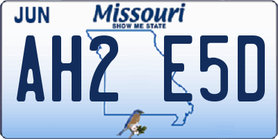 MO license plate AH2E5D