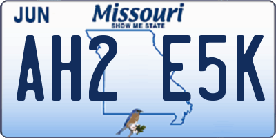 MO license plate AH2E5K