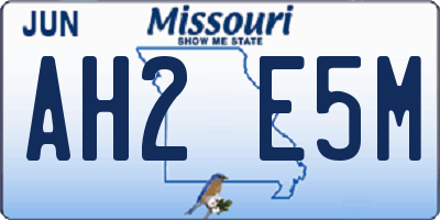 MO license plate AH2E5M