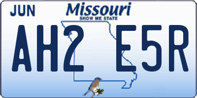 MO license plate AH2E5R