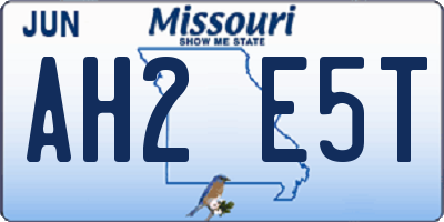 MO license plate AH2E5T