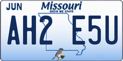 MO license plate AH2E5U
