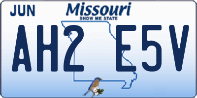 MO license plate AH2E5V