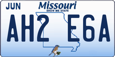 MO license plate AH2E6A