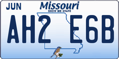 MO license plate AH2E6B