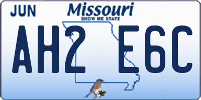 MO license plate AH2E6C