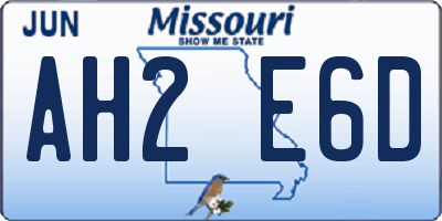 MO license plate AH2E6D