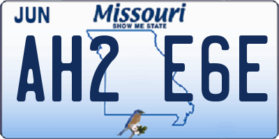 MO license plate AH2E6E