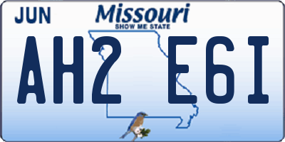 MO license plate AH2E6I