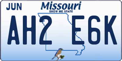 MO license plate AH2E6K