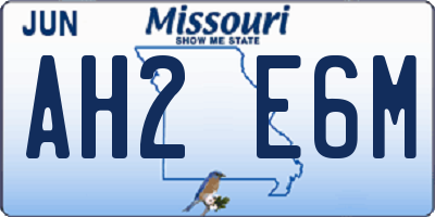 MO license plate AH2E6M