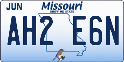 MO license plate AH2E6N