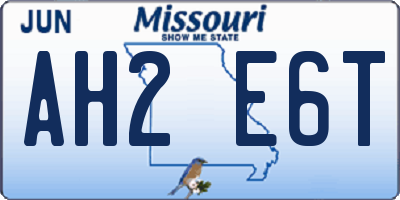 MO license plate AH2E6T