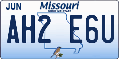 MO license plate AH2E6U