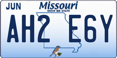 MO license plate AH2E6Y