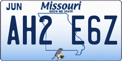 MO license plate AH2E6Z