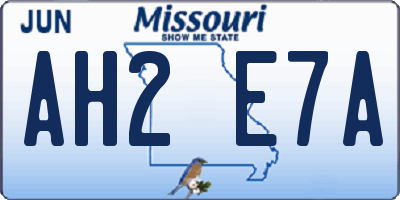 MO license plate AH2E7A