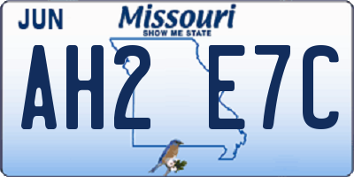 MO license plate AH2E7C