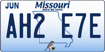 MO license plate AH2E7E