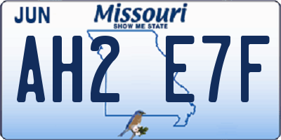 MO license plate AH2E7F