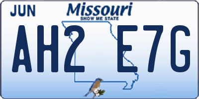 MO license plate AH2E7G