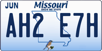 MO license plate AH2E7H