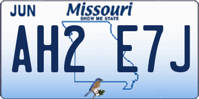 MO license plate AH2E7J