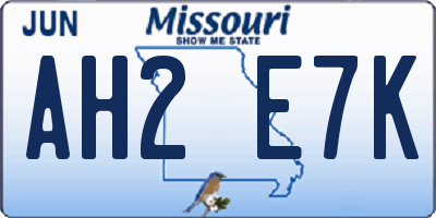 MO license plate AH2E7K