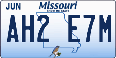 MO license plate AH2E7M