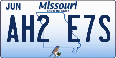 MO license plate AH2E7S