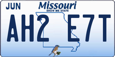 MO license plate AH2E7T