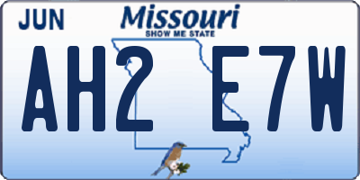 MO license plate AH2E7W