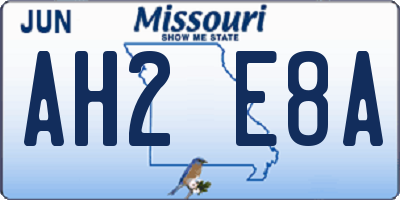 MO license plate AH2E8A