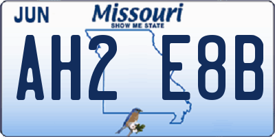 MO license plate AH2E8B