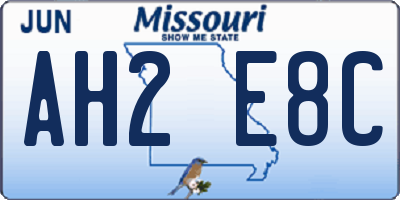 MO license plate AH2E8C