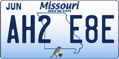 MO license plate AH2E8E