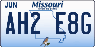 MO license plate AH2E8G