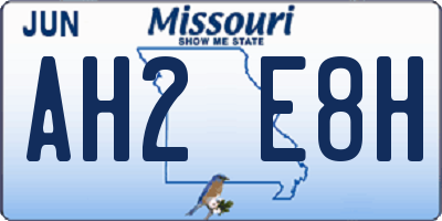 MO license plate AH2E8H