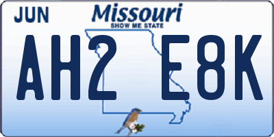 MO license plate AH2E8K