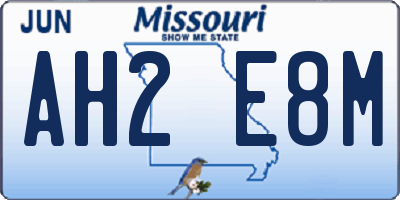 MO license plate AH2E8M