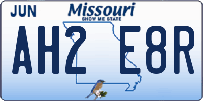 MO license plate AH2E8R