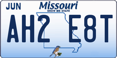 MO license plate AH2E8T